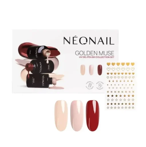 Golden Muse Collection Set - Zestaw lakierów hybrydowych 3szt + naklejki