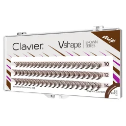Kępki rzęs Vshape Brown mix 10/12/14mm skręt C,10D