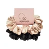 zestaw dwóch jedwabnych gumek do włosów - czarna i rose gold